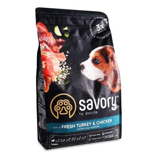 Корм сухий повнораціонний для цуценят, ягня&курка, м/у 3кг
