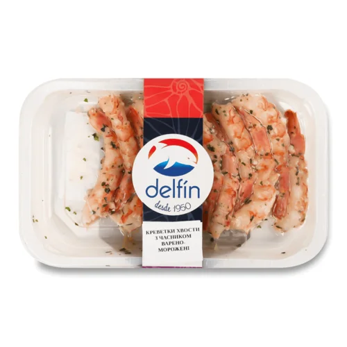 Креветки хвости Delfin із часником варено-морожені 150г