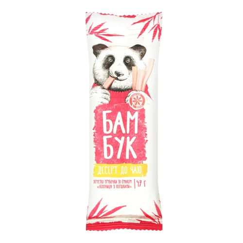 Хрусткі трубочки Бамбук зі смаком Полуниця з вершками АВК м/у 47г