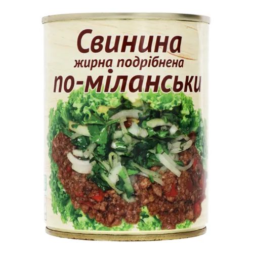 Свинина жирна подрібнена по-міланськи L'appetit з залізної банки 340г