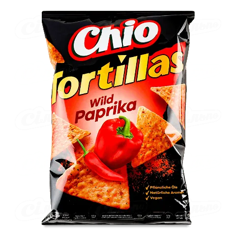 Чіпси Чіо Тортіллас Вайлд Паприка кукурудзяні зі смаком паприки та гострого перцю 125г