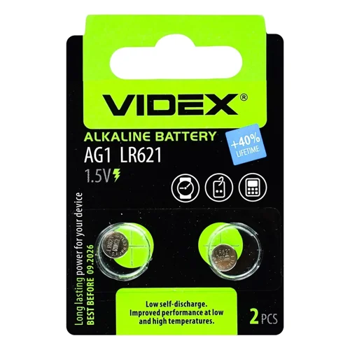 Батарейка Videx лужна AG1 LR621 2шт