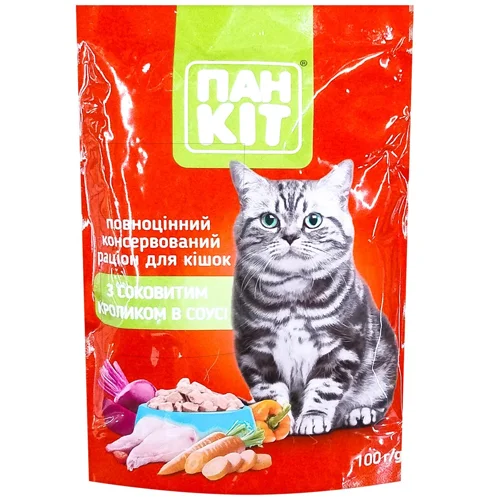 Корм вологий Пан Кот з кроликом для котів 100г