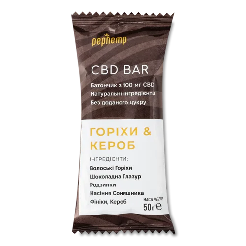 Батончик Горіхи & Кероб CBD Pephemp, натуральний, м/у 50г