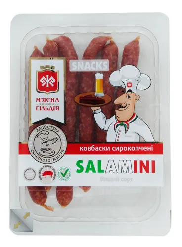Колбаски М'ясна Гільдія Salamini сиров'ялені вищого ґатунку