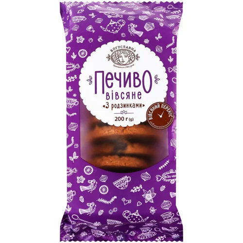 Печиво Богуславна вівсяне з родзинками 200г