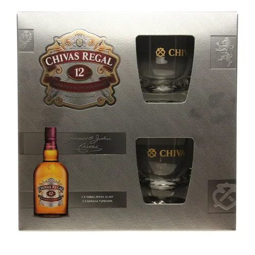 Віскі Chivas Regal 12 років 40% 0,7л + 2 склянки