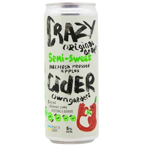 Сидр Crazy Cider яблучний напівсолодкий 6% 0,33л