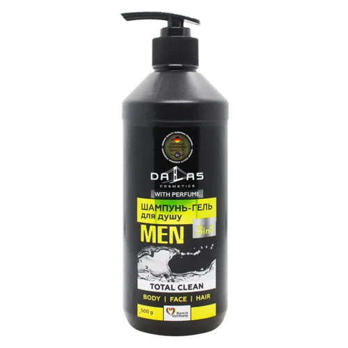 Шампунь-гель для душу Dalas Total Clean Man 3в1 500мл