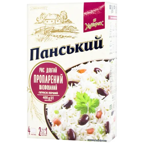 Рис Хуторок Панський пропарений шліфований 4*100г