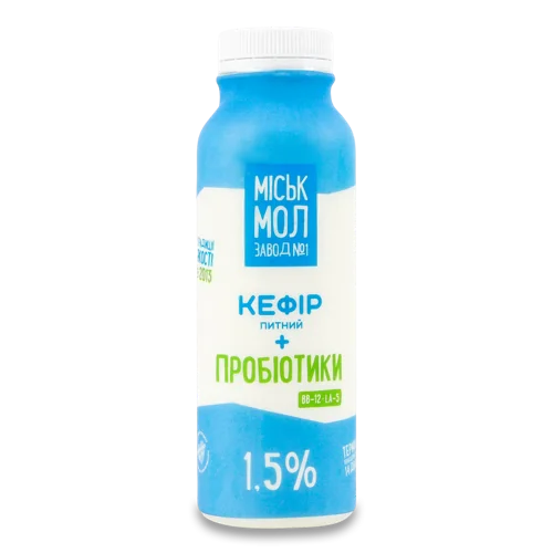 Кефір Питний 1.5% З Пробіотиками Міськмолзавод №1, п/пл, 330г