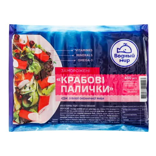 Крабові палички заморожені з білої океанічної риби Водний Світ вищого ґатунку 450г