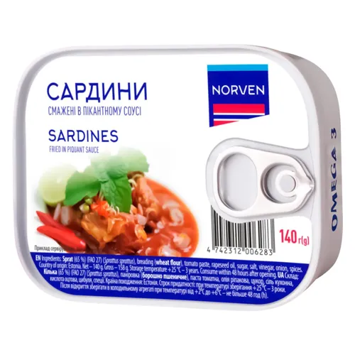 Сардини Norven в пікантному соусі 140г