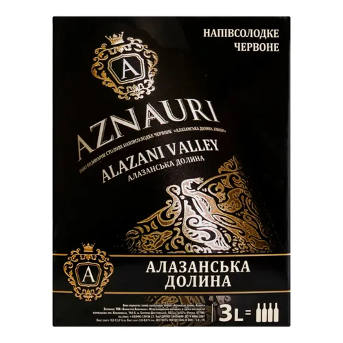 Вино 3л 9-13% червоне напівсолодке Alazani valley Aznauri