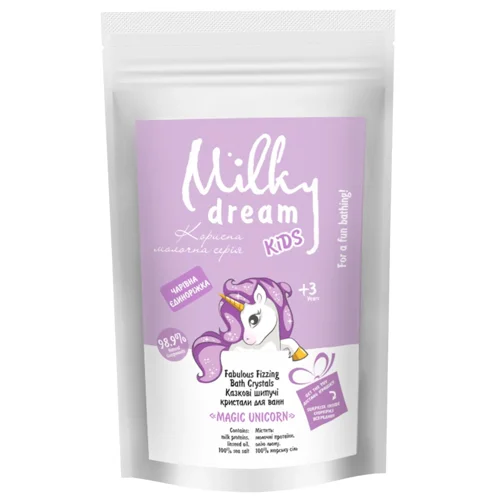 Сіль для ванн Milky Dream Казкові шипучі кристали Чарівна Єдиноріжка 300г