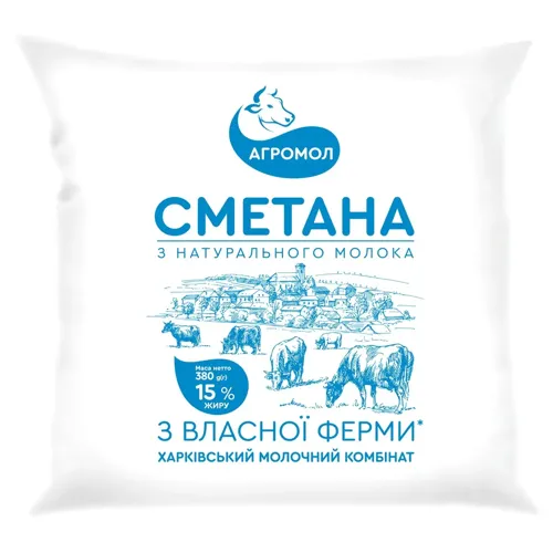 Сметана Агромол 15% 380г