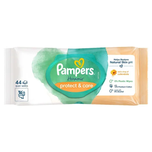 Серветки вологі Pampers Harmonie Protect&Care з календулою дитячі 44шт