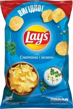 Чіпси картопляні Lay's сметана і зелень 170г