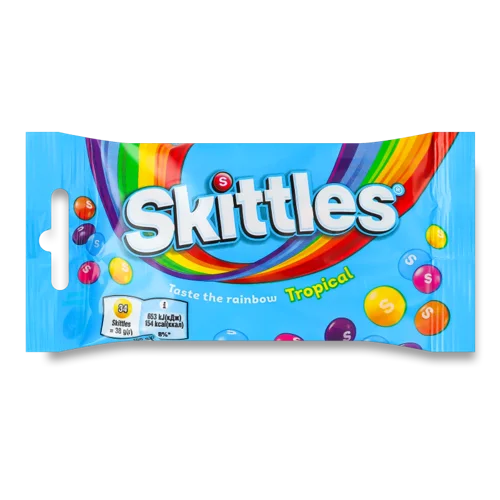Драже Жувальні Тропічний Skittles, Цукрова Оболонка, 38г