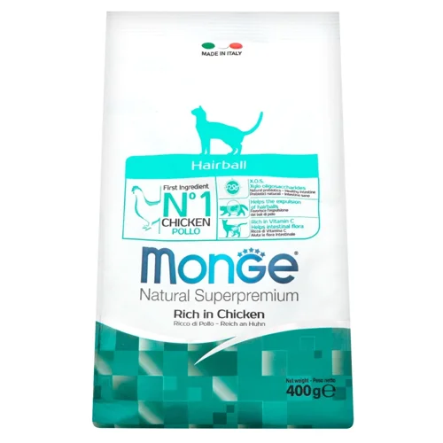 Корм сухий Monge Hairball з куркою для виведення шерсті у котів 400г