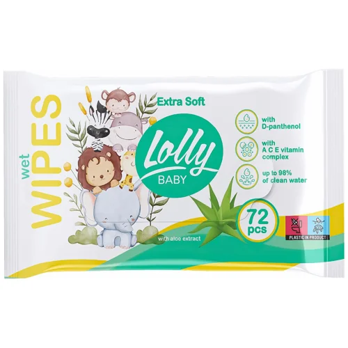 Серветки вологі Lolly Extra Soft дитячі 72шт