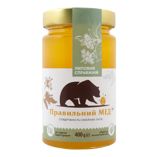 Мед Липовий Правильний мед скляна банка 400г