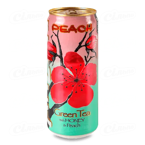 Чай холодний AriZona Green Tea Peach у скляній банці, 0,33л