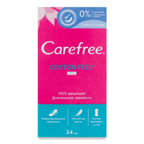Щоденні Гігієнічні Прокладки Fresh Cotton Feel Carefree, 34 шт