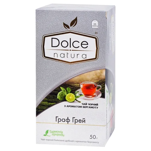 Чай чорний Dolce Natura Граф Грей з ароматом бергамоту 2г*25шт
