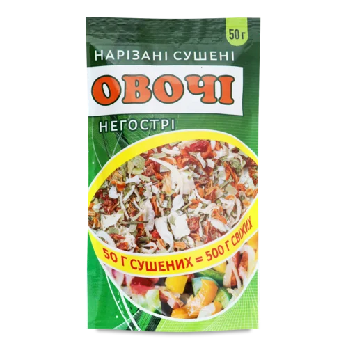 Сушені Овочі Нарізані Негострі, в/ґ, 50г