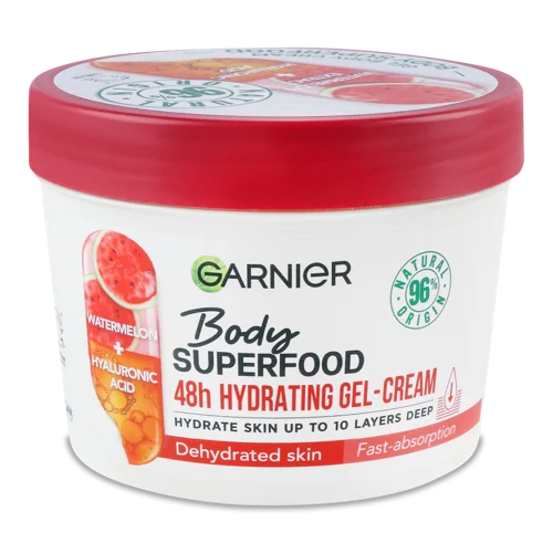 Крем-гель Зволожуючий Для Зневодненої Шкіри Тіла Watermelon+Hyaluronic Acid Body Superfood Garnier, 380мл