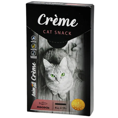Ласощі для котів AnimAll Сreme з лососем палички 6шт * 15г