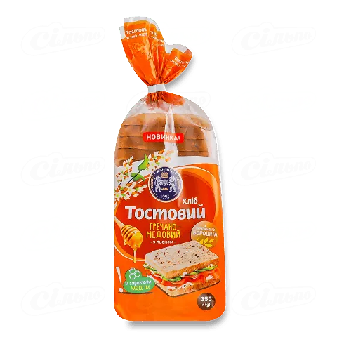 Хліб Кулиничі Гречано-медовий тостовий з льоном, 350г