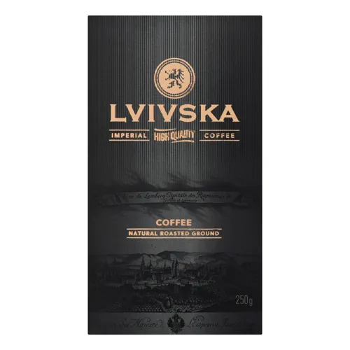 Кава натуральна смажена мелена Gold Lvivska картонна упаковка 250г