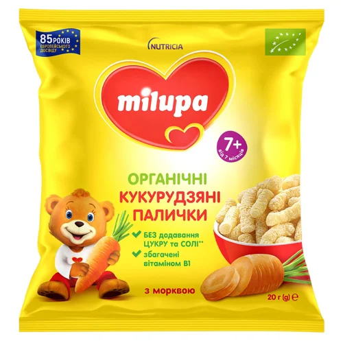 Палички кукурудзяні Milupa з морквою від 7 місяців 20г
