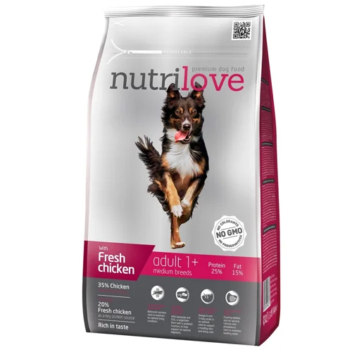 Корм сухий Nutrilove з куркою та рисом для собак середніх порід 1,6кг