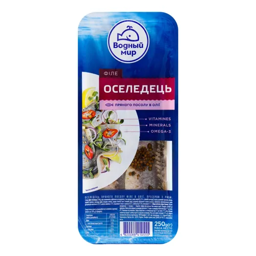 Оселедець філе пряного посолу в олії Водний Світ 250г