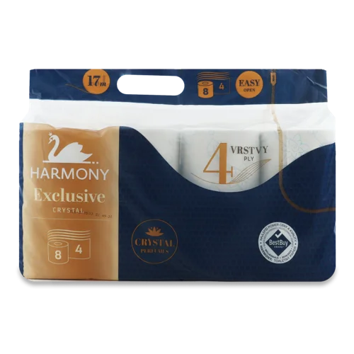 Туалетний Папір 4-Шаровий Crystal Exclusive Harmony, 8 шт