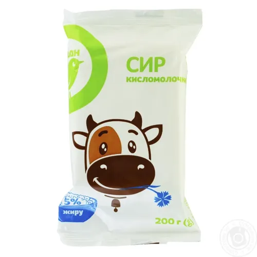Сир кисломолочний Ашан 5% 200г