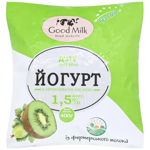 Йогурт Good Milk ківі-агрус 1,5% 400г