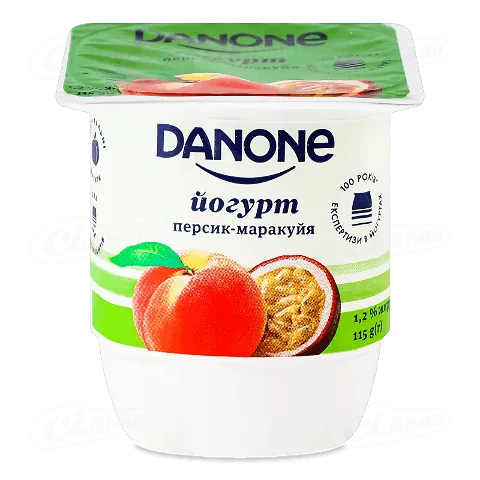 Йогурт Danone Персик маракуйя 1,2% ст, 115г