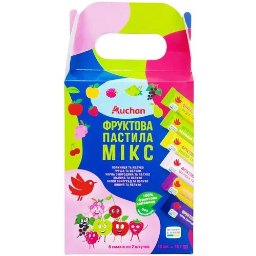 Пастила фруктова Auchan Мікс 15г х 12шт