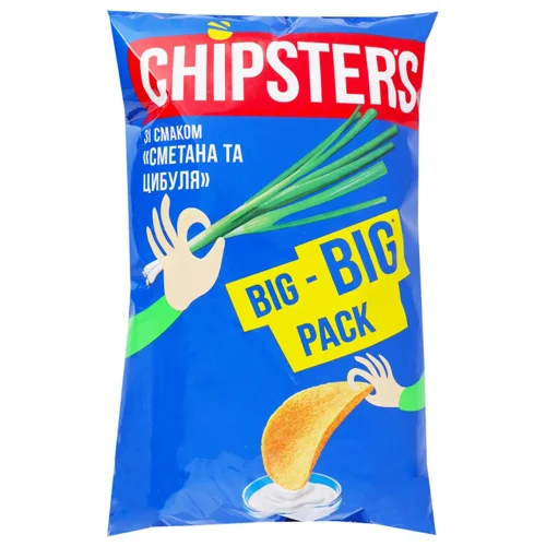 Чипси Chipster's зі смаком сметани та цибулі 150г
