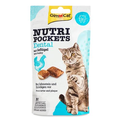 Крекери з Начинкою Для Котів з Птаховою Начинкою Dental Nutri Pockets GimCat, В/ґ, 60г