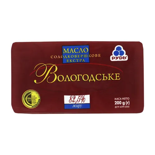 Масло 82.5% солодковершкове Вологодське Рудь м/у 200г