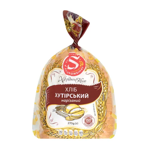 Хліб половинка в нарізці Хуторський Дніпровський хлібокомбінат №5 м/у 275г