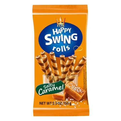 Трубочки вафельні Flis Swing з начинкою солона карамель 150г