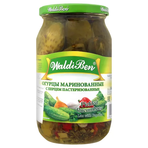 Огірки мариновані з перцем WaldiBen с/б 840г