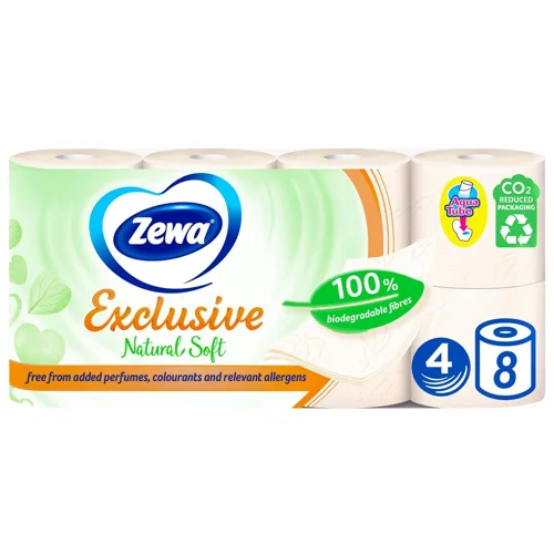 Туалетний папір Zewa Exclusive Natural 4-шаровий 8шт