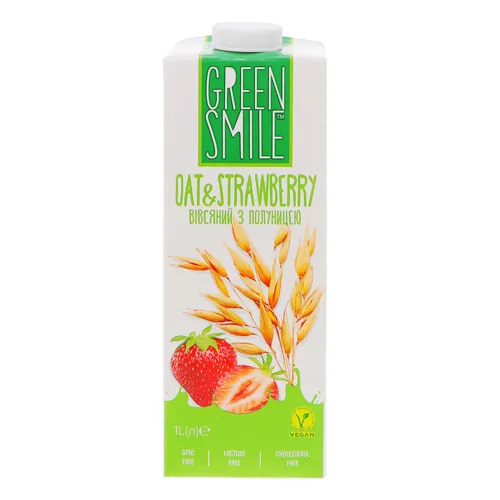 Напій вівсяний 1.5% ультрапастеризований збагачений кальцієм Oat&Strawberry Green Smile т/п 1л